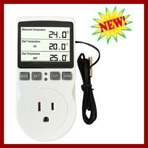Digital Thermostat‎ Controller Plug In Outlet Timer 1800W Heating Cooling Probe